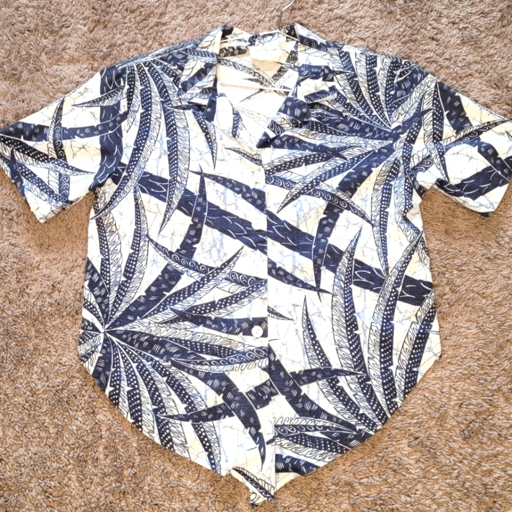 Palm burst blouse